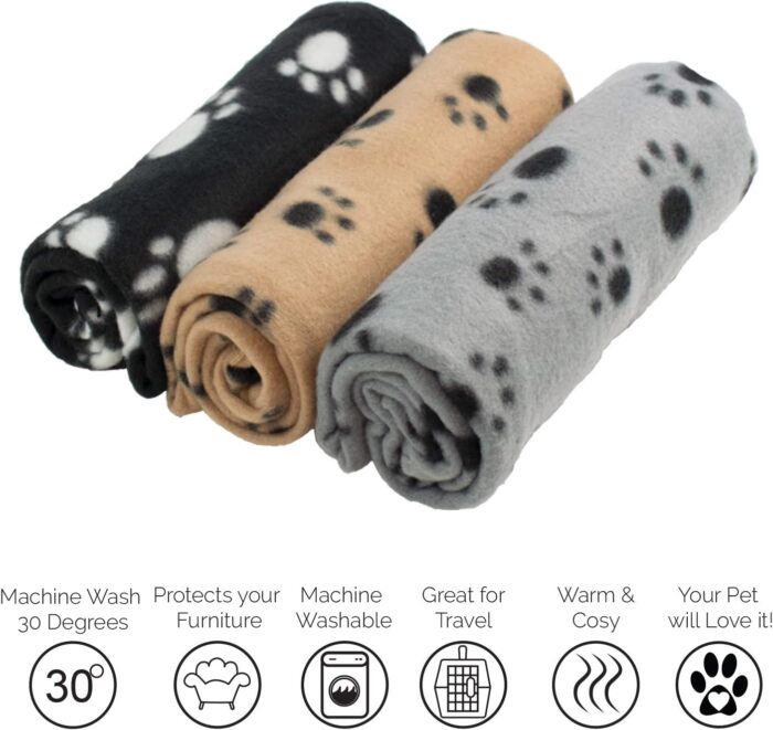 DIGIFLEX Large Pet Blankets x3 Dog Cat Soft Fleece - Image 4
