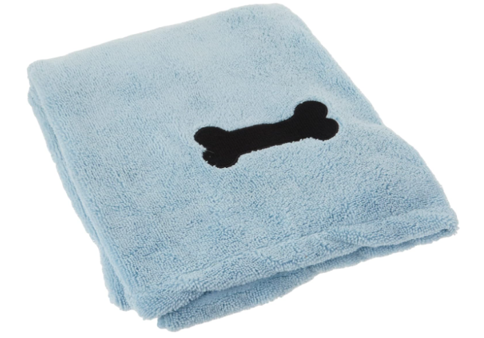 Bone Dry Pet Grooming Towel Collection Absorbent Microfiber X-Large, 41x23.5, Embroidered Blue