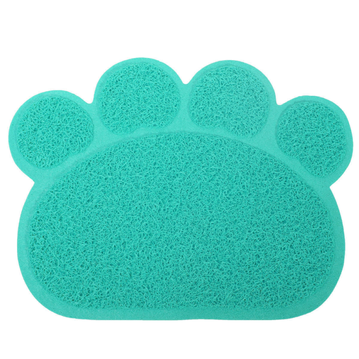 Blue Paw Shaped PVC Cat Dog Mat Non-Slip Pet Food Water Bowl Feeding Placemat - Image 6
