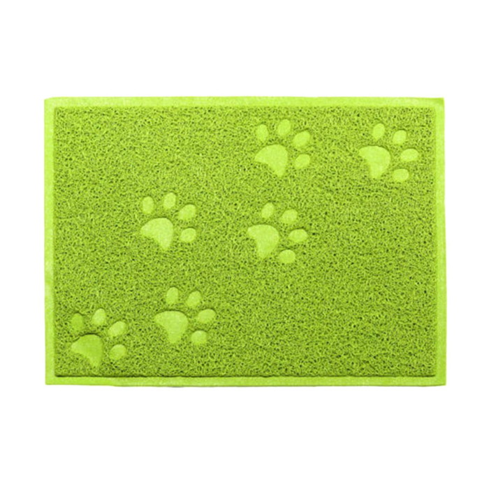 Green Square Shaped PVC Cat Dog Mat Nonslip Pet Food Water Bowl Feeding Placemat - Image 2