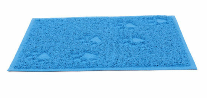Blue Square Shaped PVC Cat Dog Mat Non-Slip Pet Food Water Bowl Feeding Placemat - Image 2