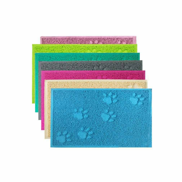 Blue Square Shaped PVC Cat Dog Mat Non-Slip Pet Food Water Bowl Feeding Placemat - Image 3