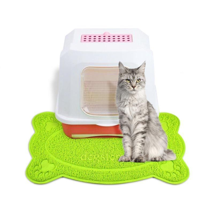 Green Bone Shaped PVC Cat Dog Mat Non-Slip Pet Food Water Bowl Feeding Placemat - Image 3