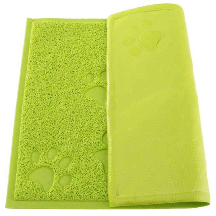 Green Square Shaped PVC Cat Dog Mat Nonslip Pet Food Water Bowl Feeding Placemat - Image 4