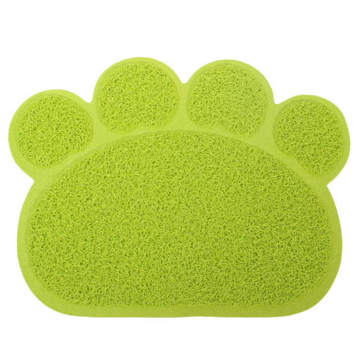 Green Paw Shaped PVC Cat Dog Mat Non-Slip Pet Food Water Bowl Feeding Placemat - Image 3