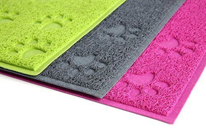 Green Square Shaped PVC Cat Dog Mat Nonslip Pet Food Water Bowl Feeding Placemat - Image 3