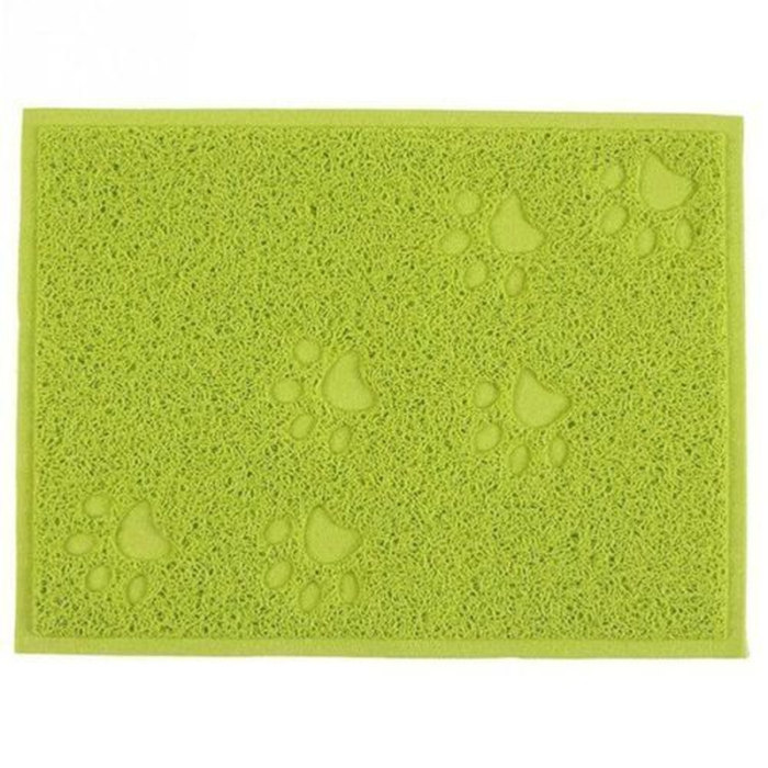 Green Square Shaped PVC Cat Dog Mat Nonslip Pet Food Water Bowl Feeding Placemat