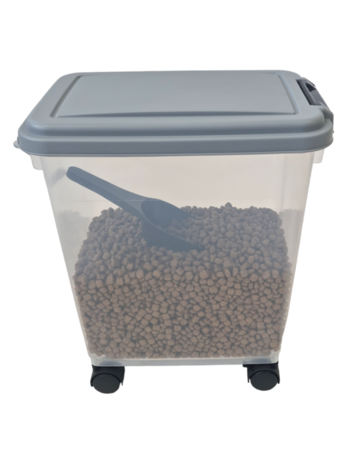 Clear Pet Food Container on Wheels Dog Cat Animal Storage Bin Dry Feed Including - Image 3