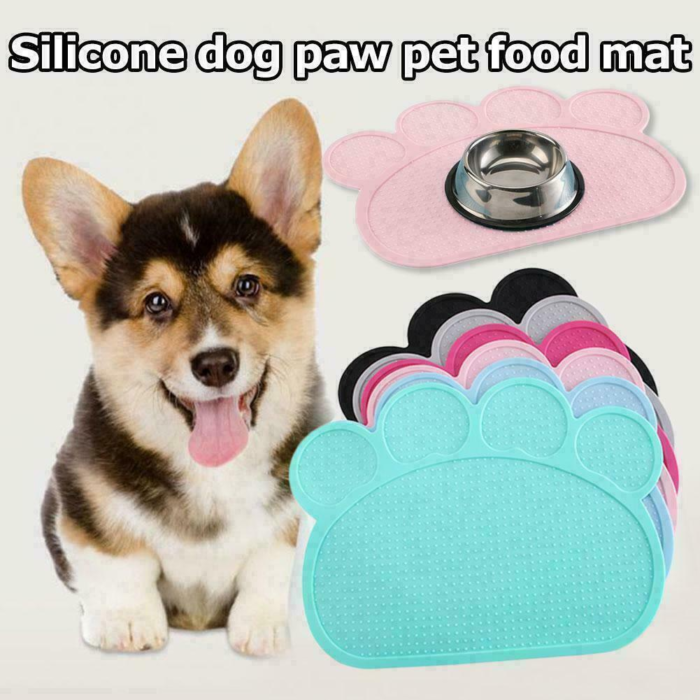 Silicone Paw Pet Dog Cat Feeding Mat Pad Bed Dish Bowl Food Feed Placement UK