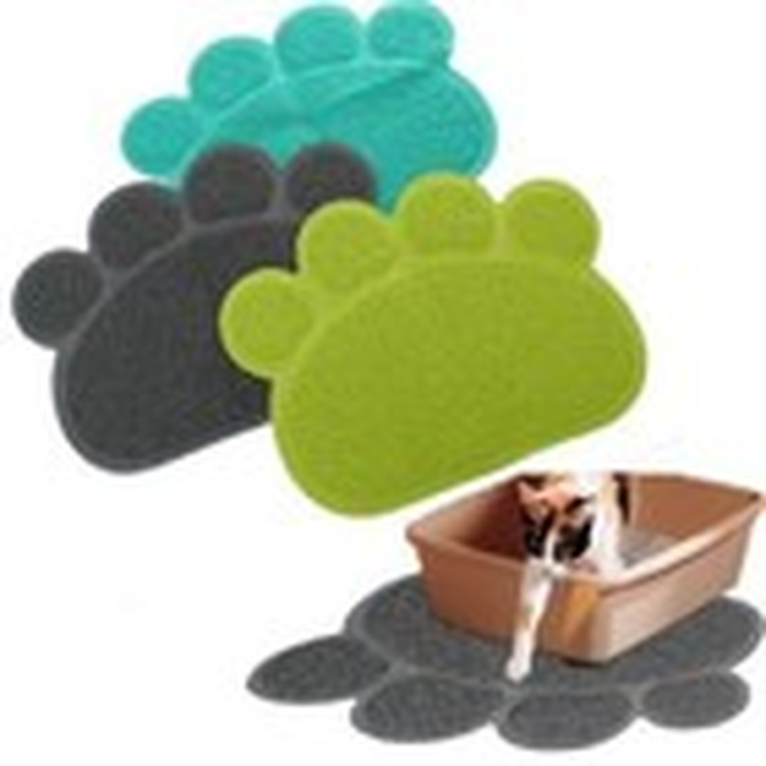 Blue Paw Shaped PVC Cat Dog Mat Non-Slip Pet Food Water Bowl Feeding Placemat - Image 4