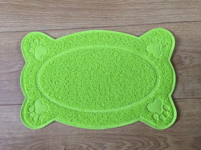 Green Bone Shaped PVC Cat Dog Mat Non-Slip Pet Food Water Bowl Feeding Placemat - Image 2