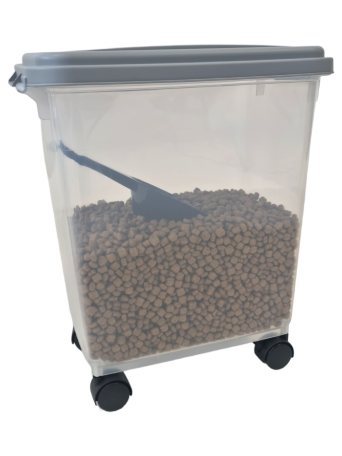 Clear Pet Food Container on Wheels Dog Cat Animal Storage Bin Dry Feed Including - Image 2